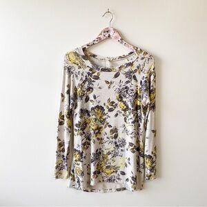 SOMA Small Gray & Yellow Floral Knit Top! Tunic